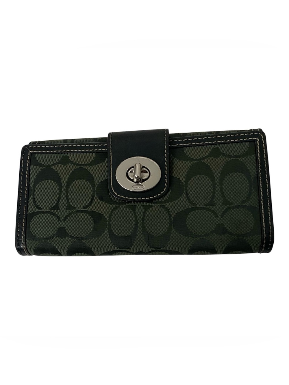 Coach Olive Signature Canvas Turn-Lock Wallet